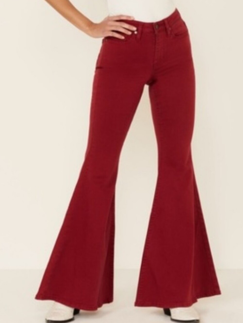 Shyanne Bootbarn Red Seamed Pocket Super Flare High Rise Jeans Size 29